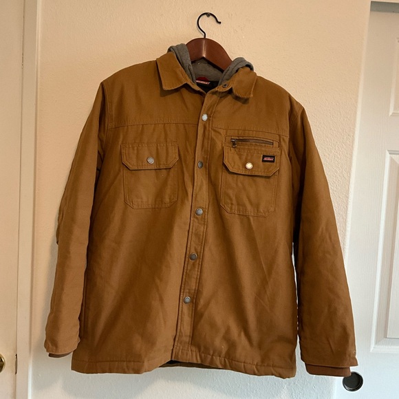 Dickies Lined Hooded Zip Snap Jacket - Tan / Gray - Men’s L - Picture 3 of 8